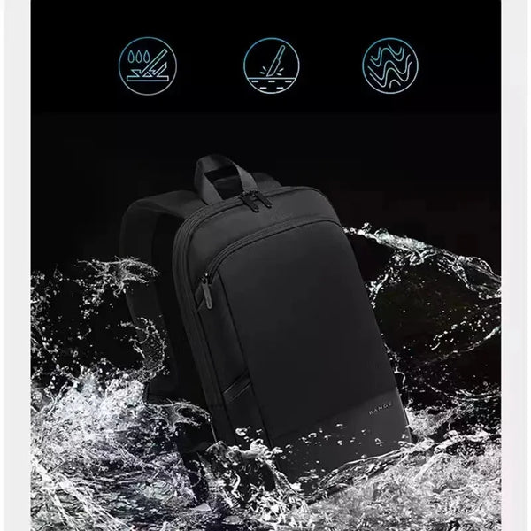 BANGE Slim Men Business Expandable Waterproof 15.6" Laptop Backpack Fashion Male Travel Light Scalable Shoulder Bags for Men
