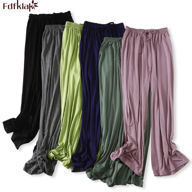 Spring Autumn Night Wear Lounge Pants Home Pajama Elastic Waist Sleepwear Pyjama Bottoms Loose Casual Women's Pijama Pant