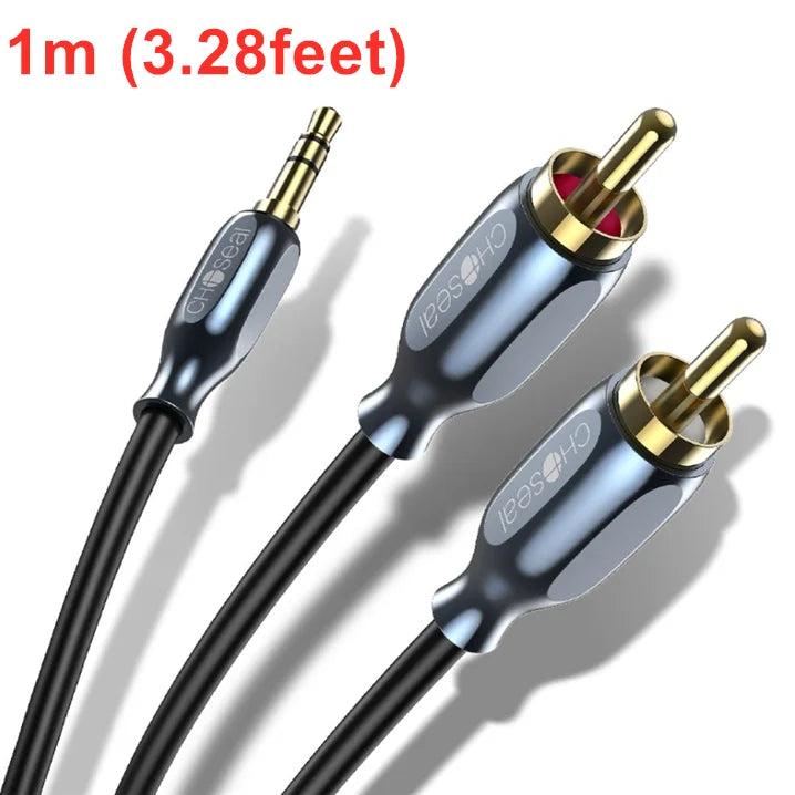 ខ្សែ Choseal RCA ខ្សែអាដាប់ទ័រ RCA AUX ទំហំ 3.5 ម.ម, ខ្សែអូឌីយ៉ូស្តេរ៉េអូ Y Splitter រចនាឡើងសម្រាប់ភ្ជាប់ចុះក្រោម និងស្រោបដោយមាសពីរស្រទាប់