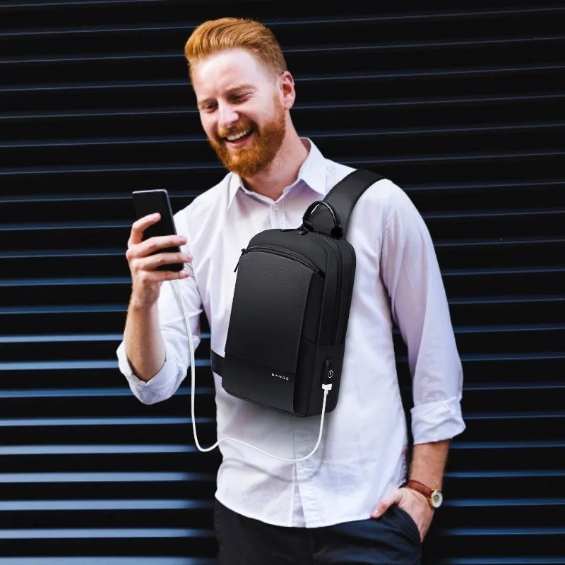 BANGE Fashion Men Travel Waterproof Casual Male Chest Sports Packs Messenger Shoulder Bag Boys Running for iPad mini