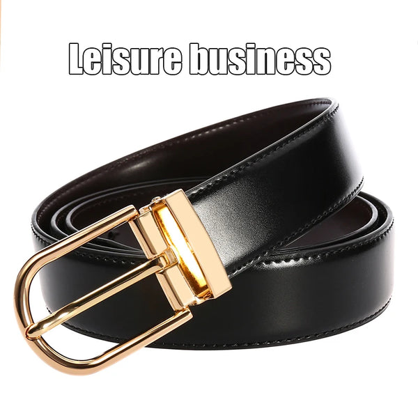 VATLTY Official Authentic New Leather Belts for Men Gold Simple Metal Buckle Natural Cowhide Men's Belt Casual Business Belt