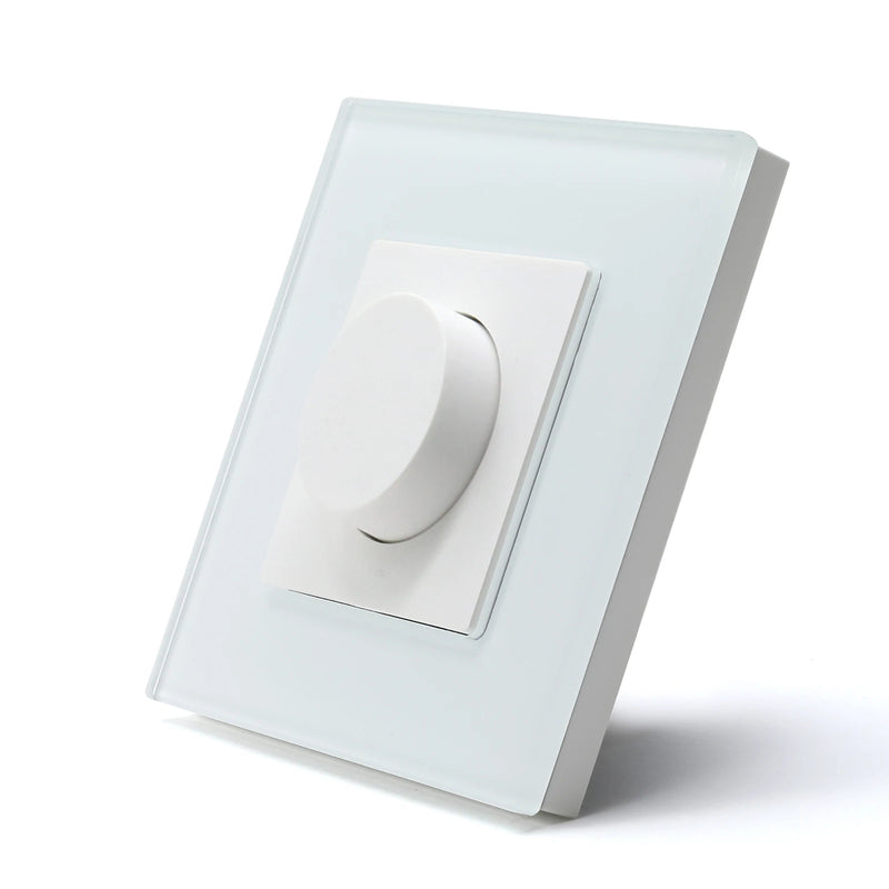 BSEED Mechanical Wall Light Switches 1/2/3Gang 1Way Plus Dimmer Switch Led Dimmable Switch EU Standard Glass Frame 10A