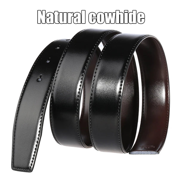 VATLTY New Men's Leather Belt Alloy Pin Buckle Gold Belt Natural Cowhide 130cm Silver Belt Trousers Reversible Girdles for Male