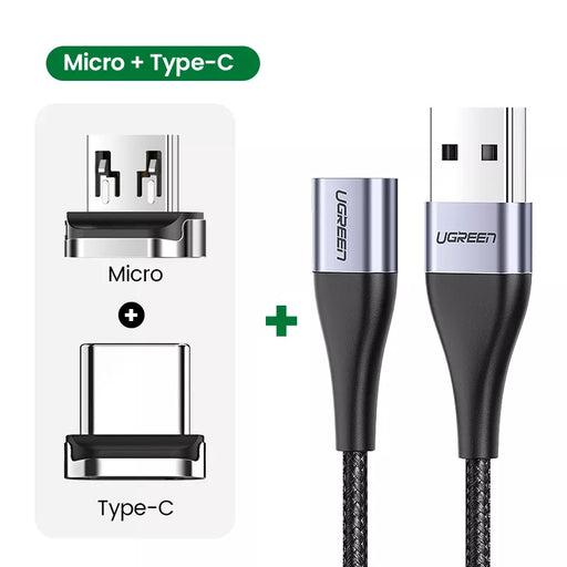 Ugreen Magnetic Type C Cable 3A Fast Micro USB Charging Data Cable for Samsung Xiaomi Magnet USB C Charger Mobile Phone USB Cord Plug with Cable 1m CHINA