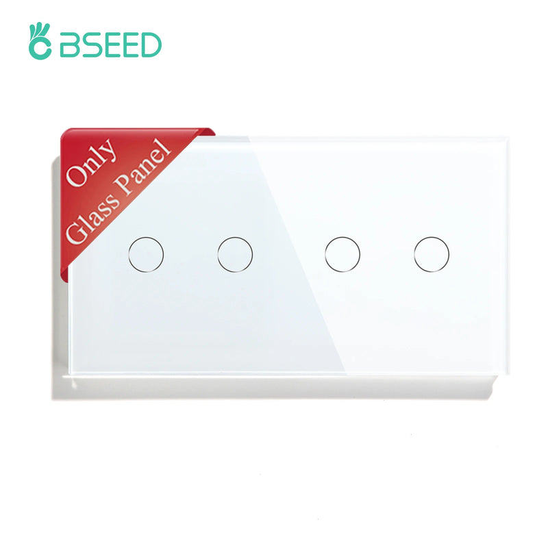 BSEED EU Standard Wall Glass Panel With Metal Base DIY Part For Touch Light Switch 157*86mm Crystal Glass Cover Only