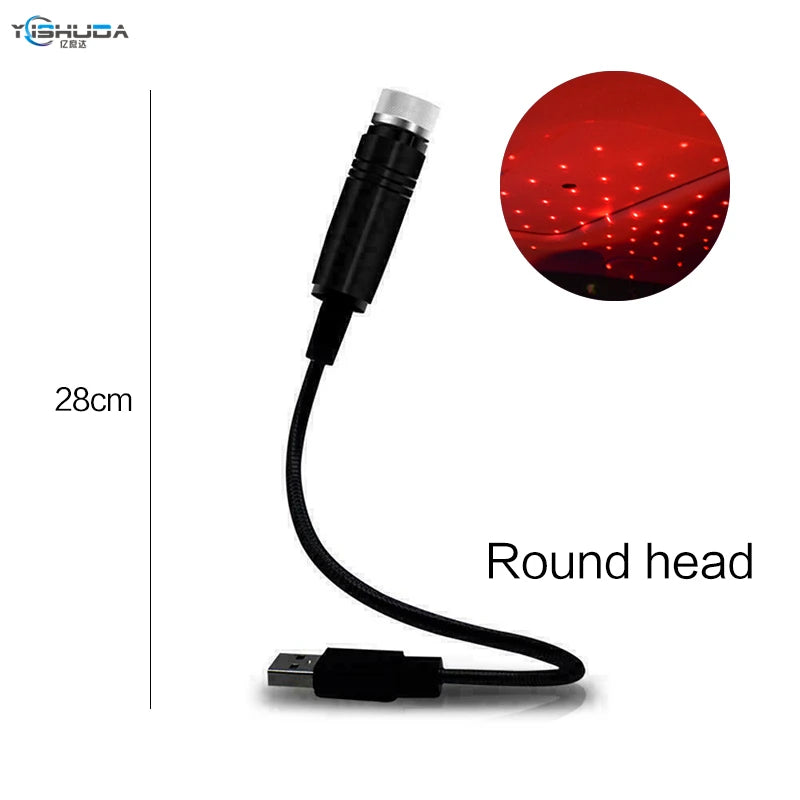 ភ្លើងបំភ្លឺដំបូលរថយន្ត UniversalLED Star Night Projector ចង្កៀងបរិយាកាស Galaxy ចង្កៀងតុបតែង USB អាចលៃតម្រូវបានច្រើនបែបផែនភ្លើងបំភ្លឺ