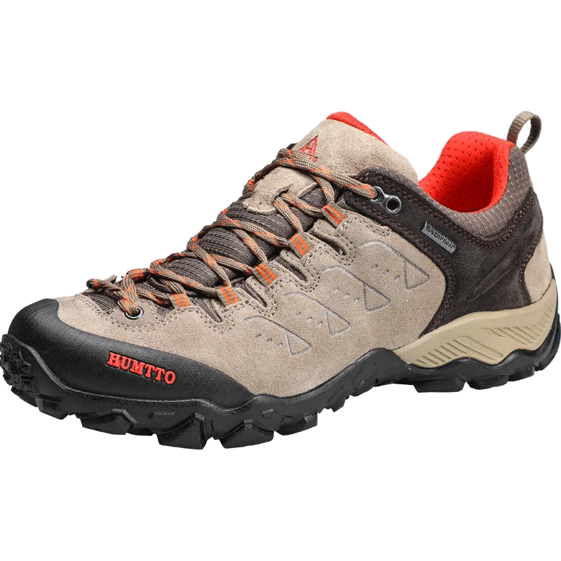 HUMTTO Men's Hiking Shoes Outdoor Mountains Trekking Leather Shoes Breathable Lace-up Shock Absorbing Sneakers Women Couple