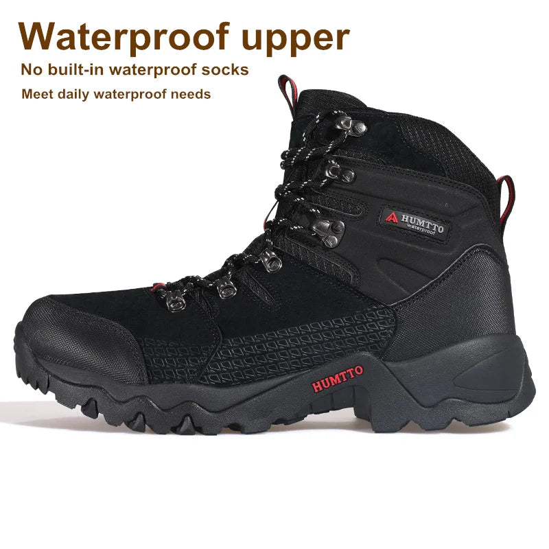 HUMTTO Hiking Boots Leather Waterproof Sneakers for Men 2021 Sport Hunting Climbing Trekking Shoes Breathable Outdoor Mens Shoes