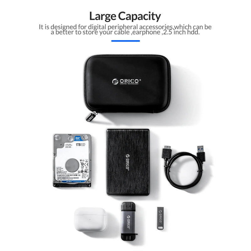 ORICO PHB-25 2.5" 2.5 Inch Protection Bag for External Portable HDD Box Case-Blue/Black/Pink