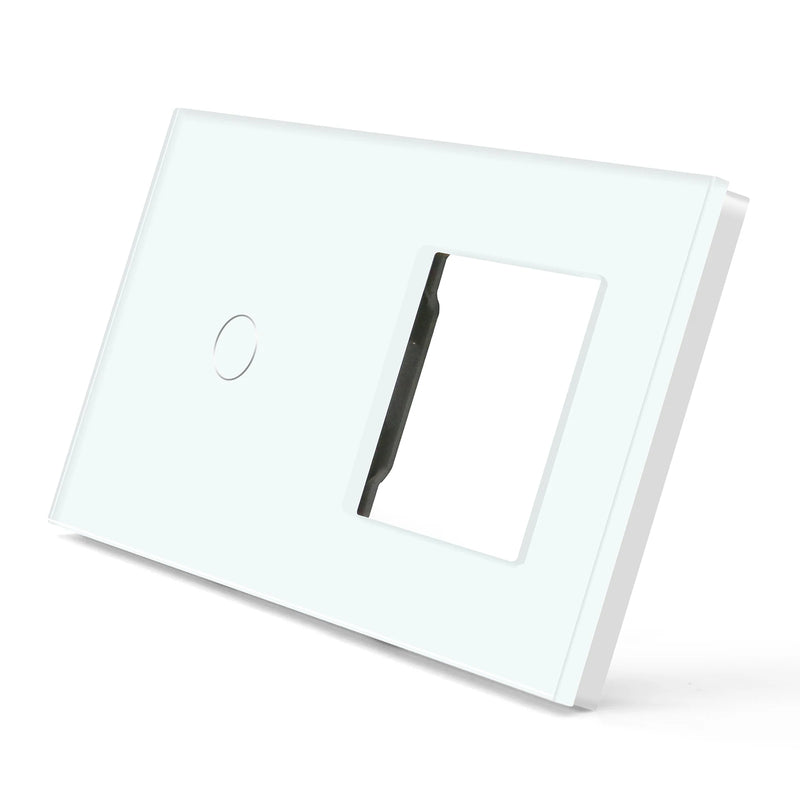 BSEED  EU Standard 1/2/3Gang Glass Panel Frame For Touch Switch Wall Sockets With Metal Frame White Black Golden 157mm