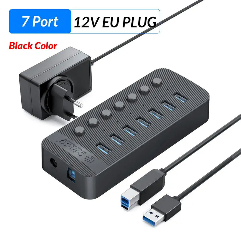 ORICO Industrial USB 3.0 HUB 7/10/13/16 ABS USB OTG Splitter On/Off Switch With 12V Power Adapter Support Charger For Computer