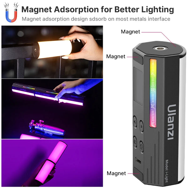 អំពូលភ្លើងដៃ Ulanzi i-Light VL119 RGB ដំបង LED RGB 2500-9000K ភ្លើងបំភ្លឺថតរូប អំពូលបំពង់ម៉ាញេទិកសម្រាប់វីដេអូ Vlog