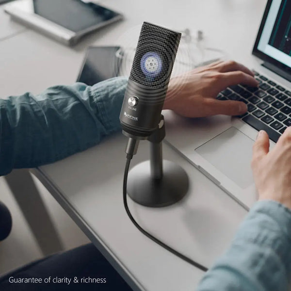 មីក្រូហ្វូន USB FIFINE សម្រាប់កុំព្យូទ័រយួរដៃ និងកុំព្យូទ័រ សម្រាប់ថតសំឡេង ស្ទ្រីម ផតខាស សម្រាប់អូឌីយ៉ូ និងវីដេអូ K670