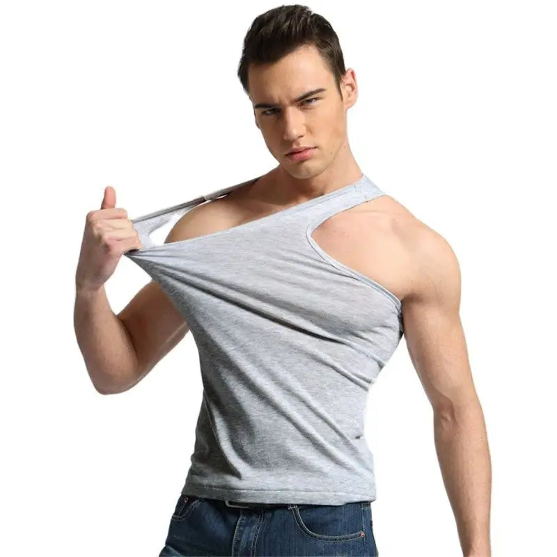 2026 New Men White Cotton Tank Top, Fitness Sexy Sleeveless Sport T-Shirt,Elegant Man Bottoming Tees Streetwear White Tanks Vest