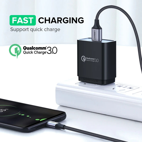 ខ្សែសាក Ugreen Micro USB សម្រាប់ Samsung Galaxy S7 S6 សាកថ្មលឿនសម្រាប់ទូរស័ព្ទ Xiaomi Tablet ខ្សែសាក USB