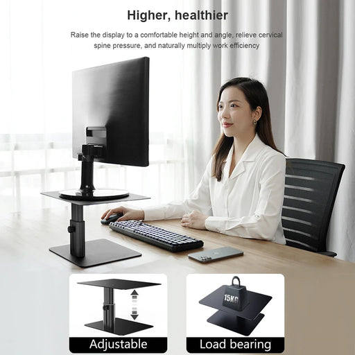 NILLKIN Monitor Stand Riser Metal Computer Universal Desktop Holder Adjustable Monitor Holder for PC Laptop MacBook Home Office