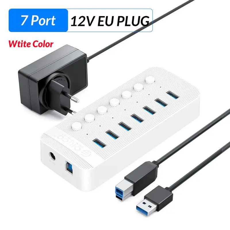 ORICO Industrial USB 3.0 HUB 7/10/13/16 ABS USB OTG Splitter On/Off Switch With 12V Power Adapter Support Charger For Computer