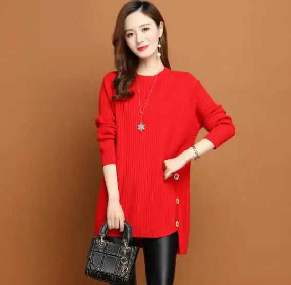 Fdfklak Spring Sweater 2026 New Women's Mid-Long Wild Loose Large-Size Autumn Winter Pullover Shirt Short Bottoming Dress