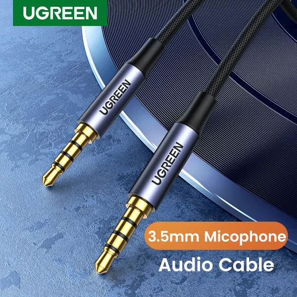 ខ្សែ UGREEN 3.5mm Aux Cable 4 Pole TRRS 4-Conductor Auxiliary Male to Male Stereo Jack HiFi Support Microphone Function Audio Cable