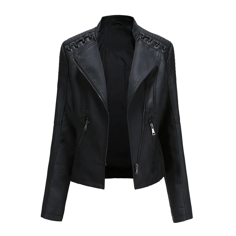 Short Brown Women's Purple Long Sleeve PU Coat, Fashion Motorcycle Women Leather Jacket, Autumn Black Lady's Jaqueta
