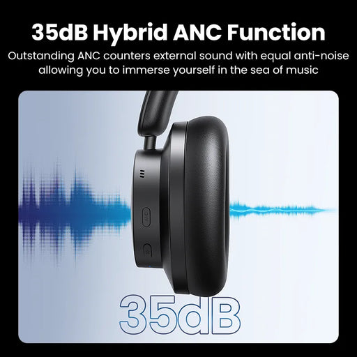 UGREEN HiTune Max3 Hybrid 35dB ANC Active Noise Cancelling Headphones Wireless Over Ear Bluetooth Earphones, 3D Spatial Audio
