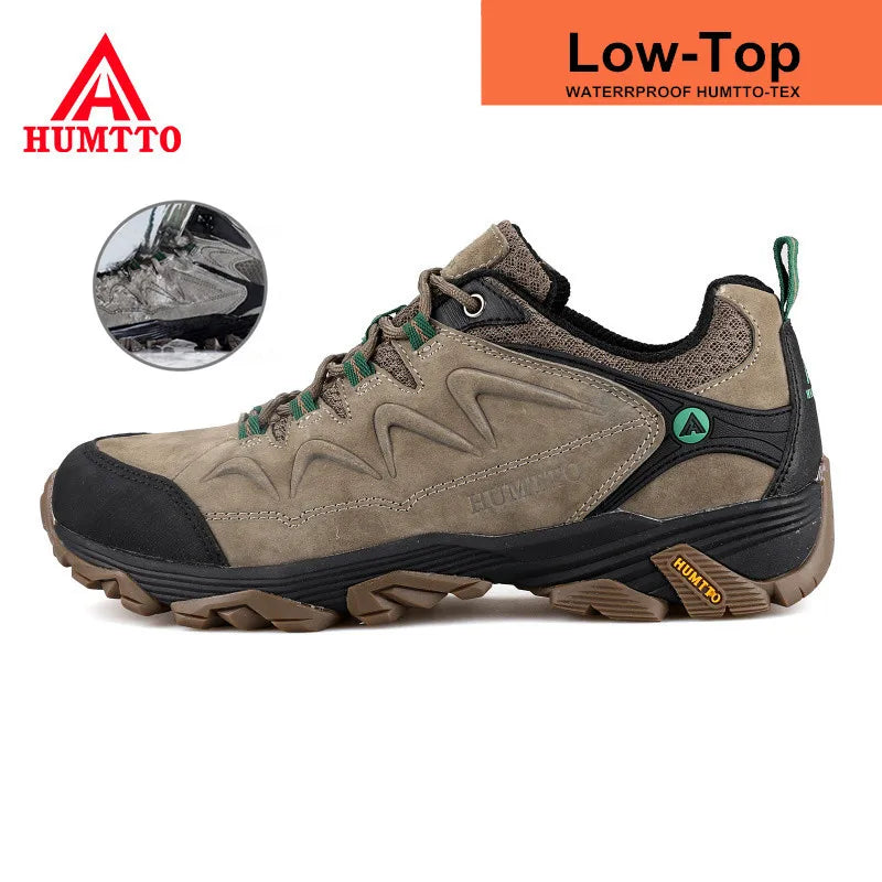 HUMTTO Hiking Shoes for Men Leather Trekking Waterproof Boots Camping Ankle Boots Mens Hunting Mountain Tactical Sneakers Man