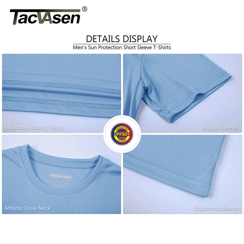 TACVASEN UPF 50+ Soft Summer T-shirts Men's Anti-UV Skin Sun Protection Performance Shirts Gym Sports Casual Fishing Tee Tops