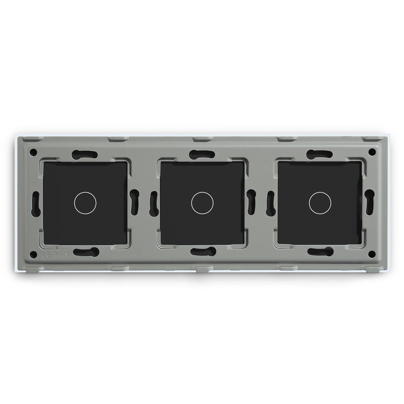 BSEED Triple EU Standard Wall Glass Panel 3/6/9Gang Touch Switch Crystal Panel With Metal Frame DIY Part 228mm