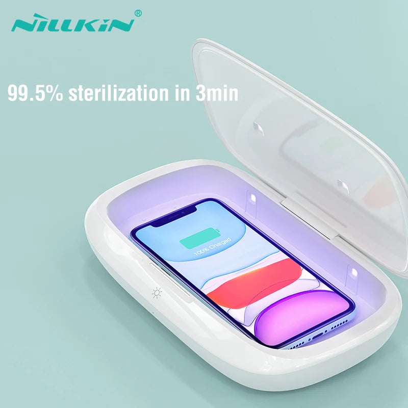 NILLKIN Mobile Phone Sterilizer 5V UVC Disinfection Box Multifunctional Portable Ultraviolet Disinfector with Wireless Charging