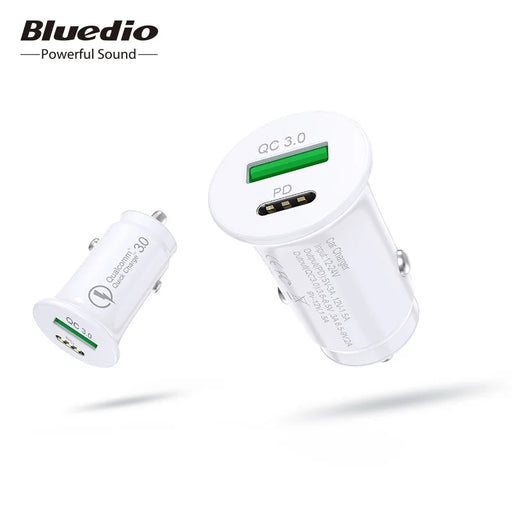 Bluedio Mini Car Charger PD & QC 3.0 18W USB Type C Fast Charger For Mobile Phone Tablet