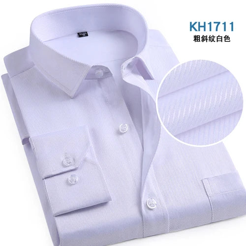 Pink Twill Long Sleeve Shirt, Men Single Breasted Lapel Shirts, Business Office Men Blue Purple White Camisa/Chemise M-9XL