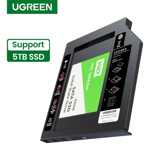 UGREEN HDD Caddy 9.5mm SATA to USB 3.0 for 2.5" External Hard Drives for Laptop DVD-ROM Optical Bay 5TB HDD SSD Case Caddy