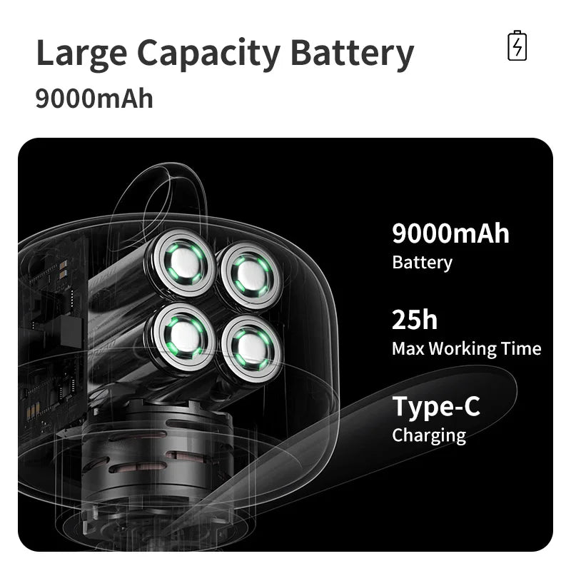 JISULIFE Ceiling Fan USB Rechargeable Portable Household Electric Hanging Fans with Remote Control