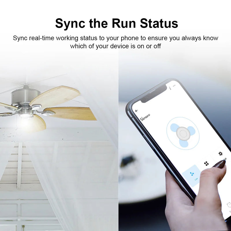 SONOFF iFan04 433Mhz RF 110V/220V Ceiling Fan & Light Remote Controller WiFi Smart Switch Voice Control via Google Home Alexa