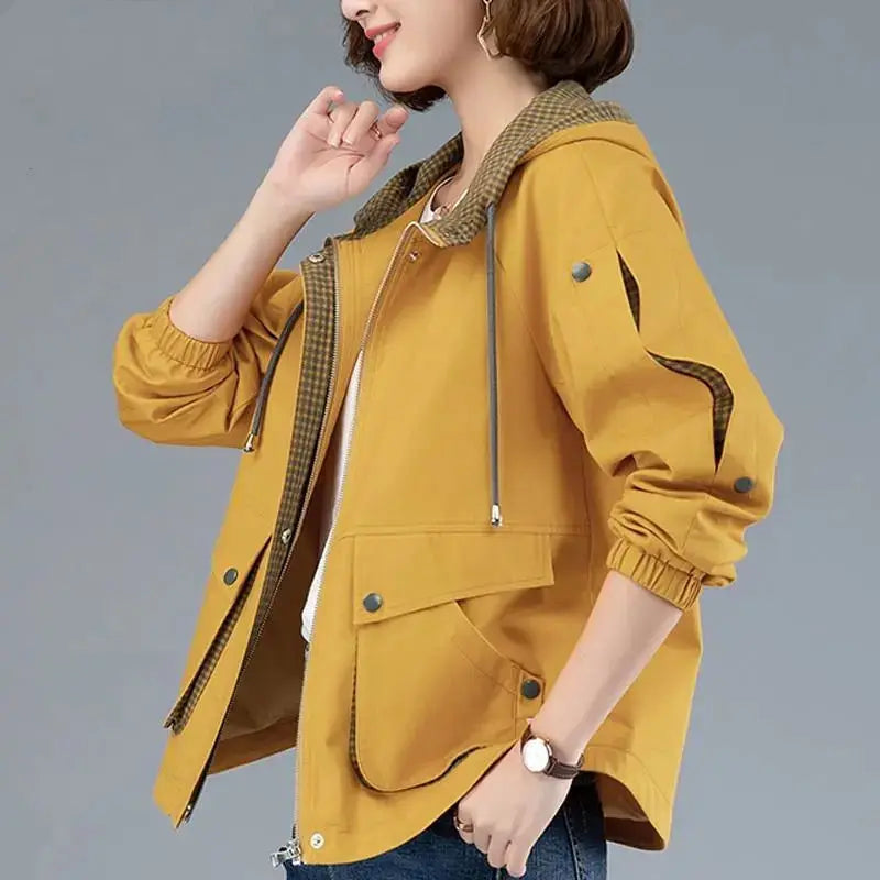 Short Velvet Autumn Winter Trench Coat For Women Hooded Casual Plus Size Windbreaker Tops Loose Spring Jackets Female M-4XL