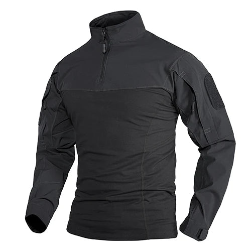 TACVASEN 1/4 Zipper Ripstops T-shirts With Zipper Pockets Mens Long Sleeve T-shirts Outdoor Hiking Tees Tops Pullover Workout