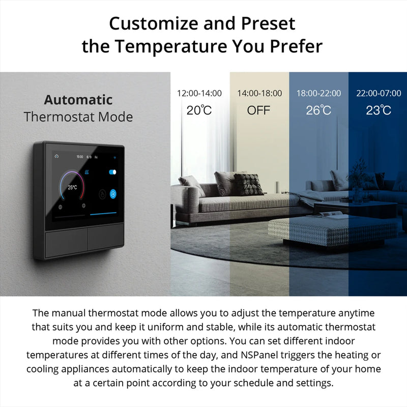 SONOFF NSPanel Smart Scene Wall Switch HMI EU/US Panel Multiple Control Thermostat Real-Time Weather Display via eWeLink APP