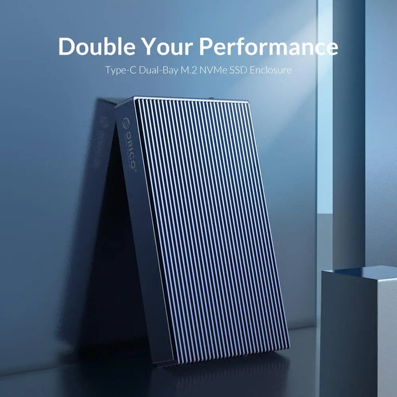 ORICO Dual Bay Aluminum M.2 NVME SSD Enclosure USB C 3.1 Gen2 10Gbps For M Key & M/B Key NVME PCIe SSD With 5V4A Power Adapter