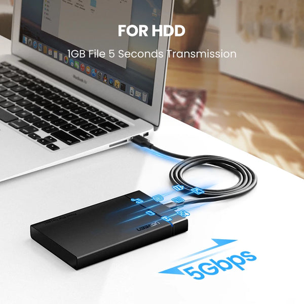 ខ្សែ USB UGREEN ប្រភេទ C 5Gbps USB3.0 ប្រភេទ C 3A 18W សម្រាប់ iPhone 17/16/15 iPad Samsung S26/25 M2 SSD NVME 5Gbps USB3.0 ខ្សែទិន្នន័យ 0.5/1M