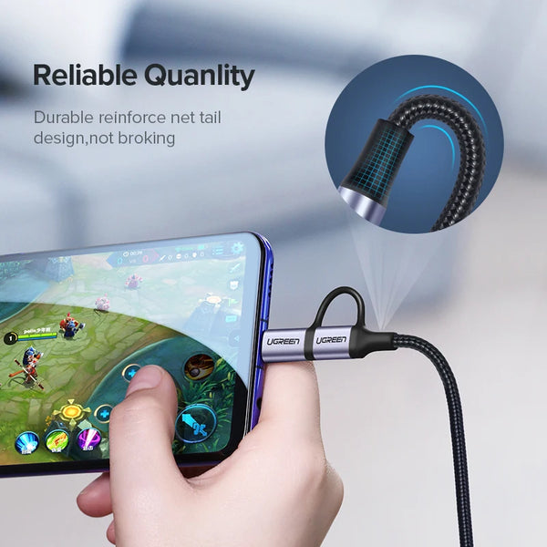 ខ្សែសាកលឿន UGREEN 2-in-1 Type-C USB-C & Micro USB Data Cable សម្រាប់ Samsung iPhone 17 Xiaomi iPad Fans Kindle