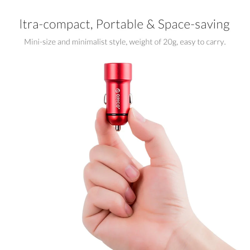 ORICO Dual USB Car Charger USB Charging Port 12W Max Cigarette Lighter Conversion plug For iPhone Samsung Xiaomi Huawei
