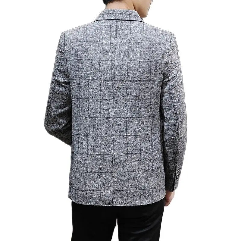 Off White Men's Plaid Suit Jacket, Spring /Autumn New Terno Masculino, Business Casual Blazers, Homme Fashion Slim Coat.
