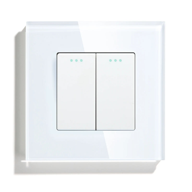 BSEED Mechanical Wall Light Switch Button 1/2/3Gang 1Way Crystal Glass Panel Power Switch On Off 250V White Black