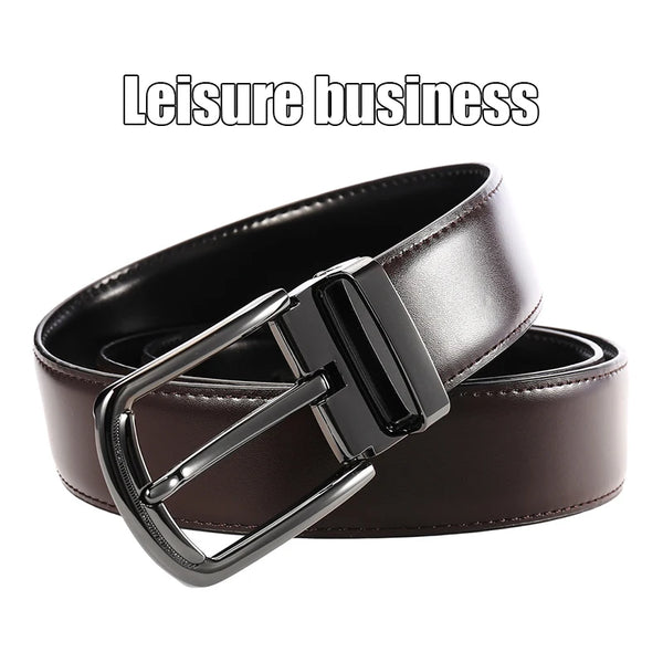 VATLTY New Men's Leather Belt 130cm Natural Cowhide Trousers Belt Silver Alloy Buckle Casuals Brown Belt Male Waistband Gift