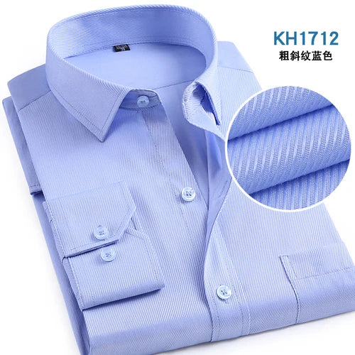 Pink Twill Long Sleeve Shirt, Men Single Breasted Lapel Shirts, Business Office Men Blue Purple White Camisa/Chemise M-9XL