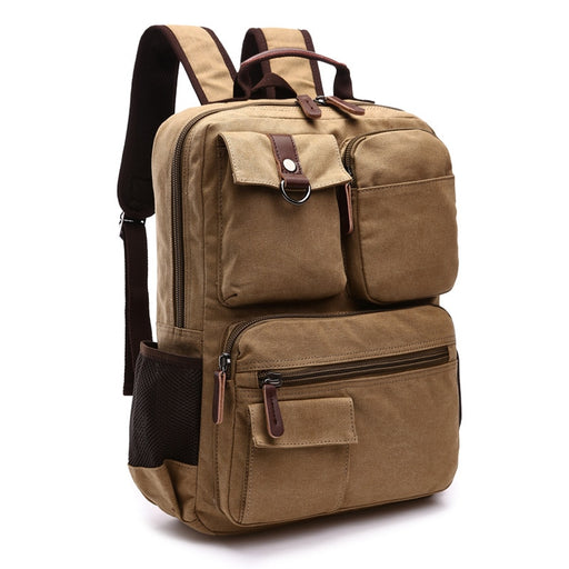 Vintage Canvas Backpacks Men And Women Bags Travel Students Casual For Hiking Travel Camping Backpack Mochila Masculina Khaki