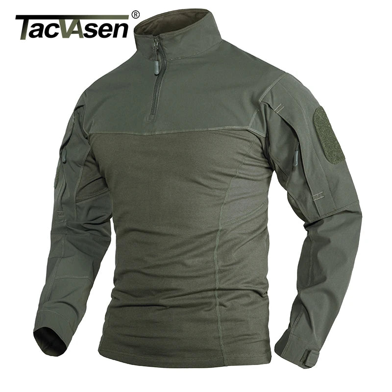 TACVASEN 1/4 Zipper Ripstops T-shirts With Zipper Pockets Mens Long Sleeve T-shirts Outdoor Hiking Tees Tops Pullover Workout