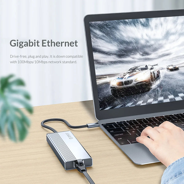 ORICO USB C HUB Type C to HDMI-compatible RJ45 Adapter 5 in 1 USB C to USB 3.0 100W PD Dock Splitter for MacBook Pro Accessories