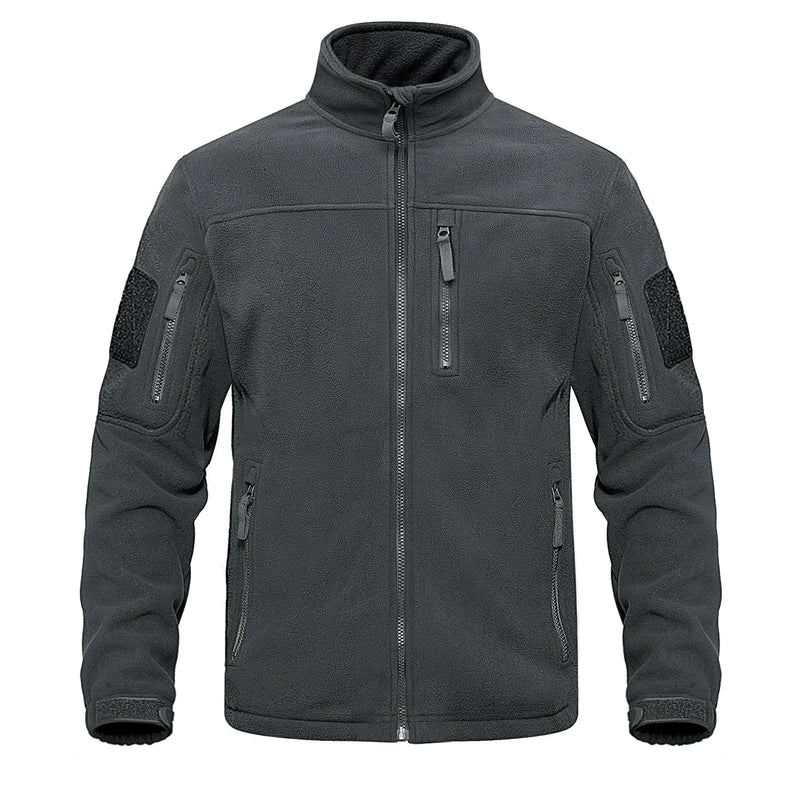 TACVASEN Full Zip Up Green Fleece Jacket Thermal Warm Work Coats Mens Zipper Pockets Casual Hiking Training Outwear Windbreaker