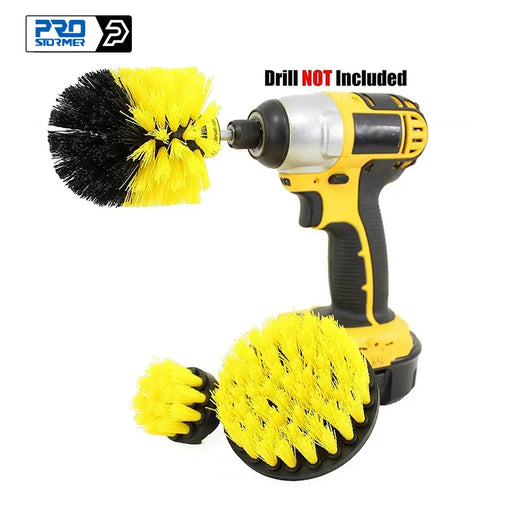 3Pcs/Set Electric Scrubber Brush Drill Brush Kit Plastic Round Cleaning Brush for Carpet Glass Car Tires BIY Bits by PROSTORMER Default Title